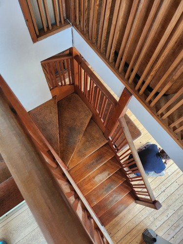 Large wooden staircase from - staircase,